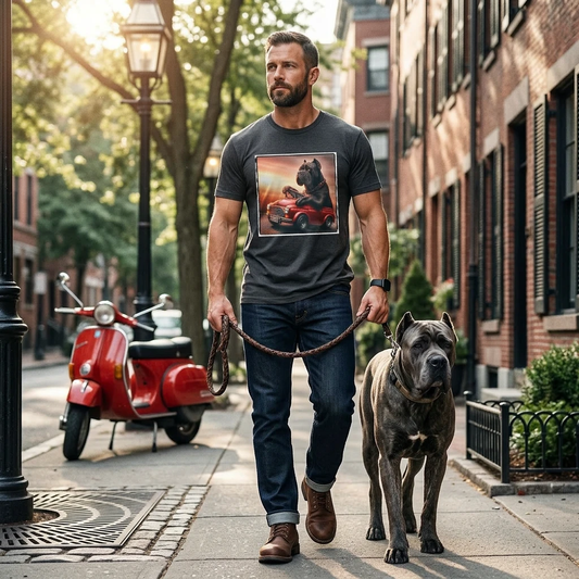 Whimsical Cane Corso Driving Little Car Toy For Dogs And Pet Lovers Gift Idea Perfect For Birthdays T-Shirt Printify
