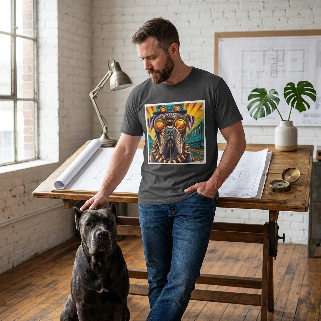 Cane Corso Steampunk Art Print Large Guard Dog Portrait for Beautiful Home Decor and Gift T-Shirt Printify