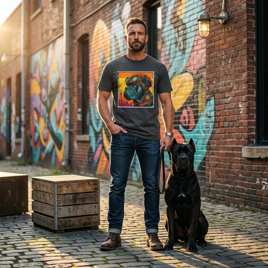 Cane Corso Steampunk City Background T Shirt For Dog Lovers Italian Guardian Breed T-Shirt Printify