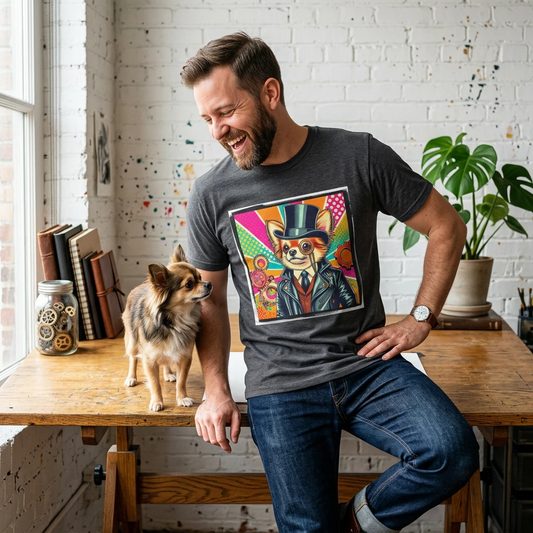 Chihuahua Steampunk Shirt For Dog Lovers Cute Tiny Breed Gift Retro Gear Style Graphic Tee T-Shirt Printify