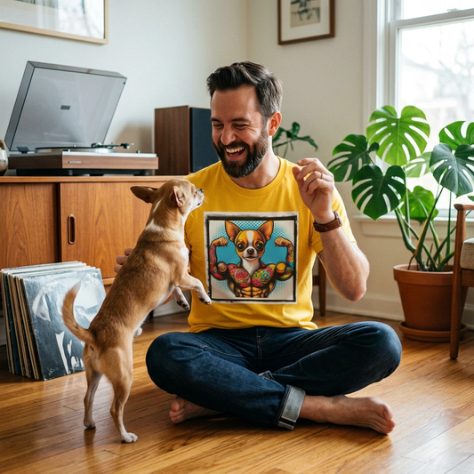 Chihuahua Muscleman T Shirt for Dog Lovers Funny Small Dog Breed Apparel Gift Idea T-Shirt Printify