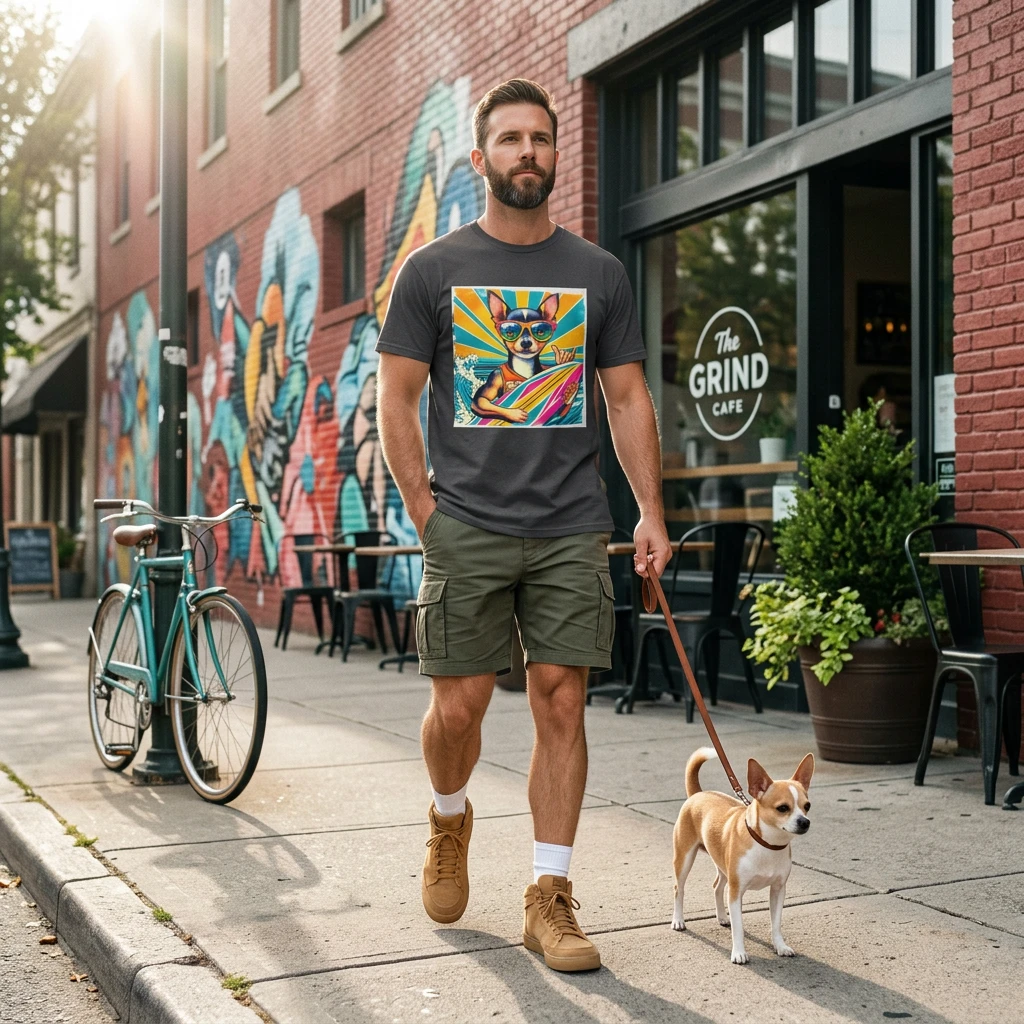 Chihuahua Beach Waves Tee For Dog Lovers Small Breed Tee With Big Personality Soft Cotton T-Shirt Printify