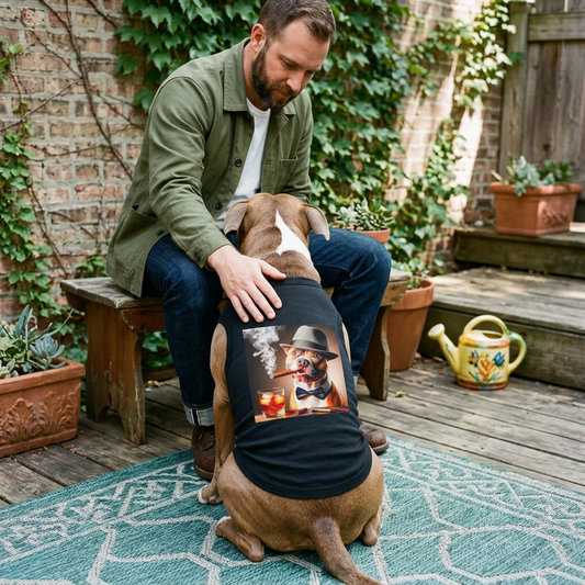 Pet Tank Top Pit Bull smoking Pets Printify