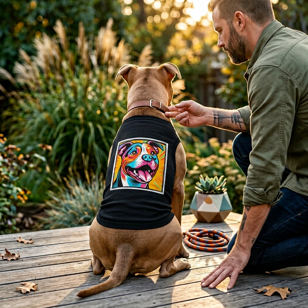 Pet Tank Top Pit Bull handsome fellow Pets Printify