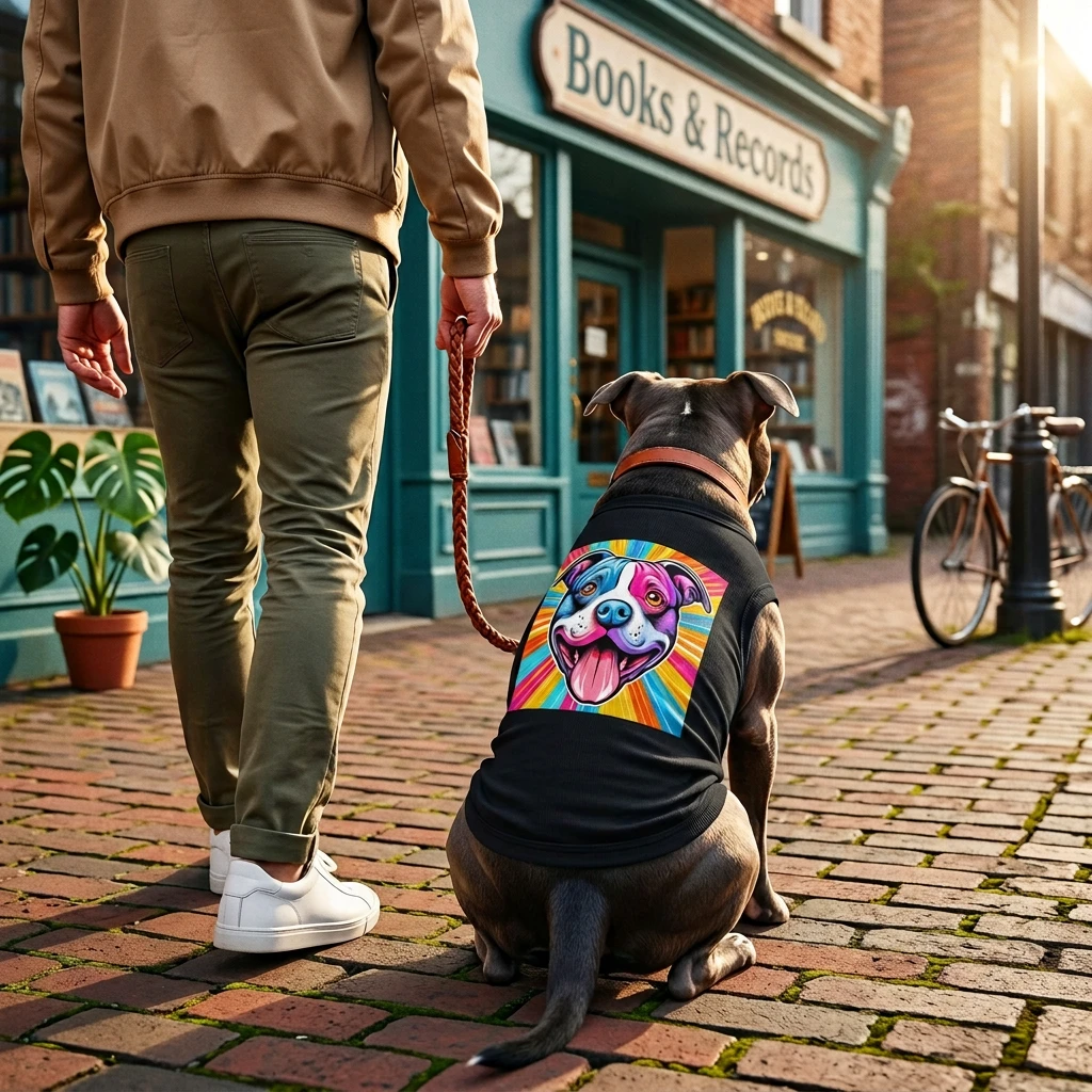Pet Tank Top Pit Bull pink and blue shirt Pets Printify