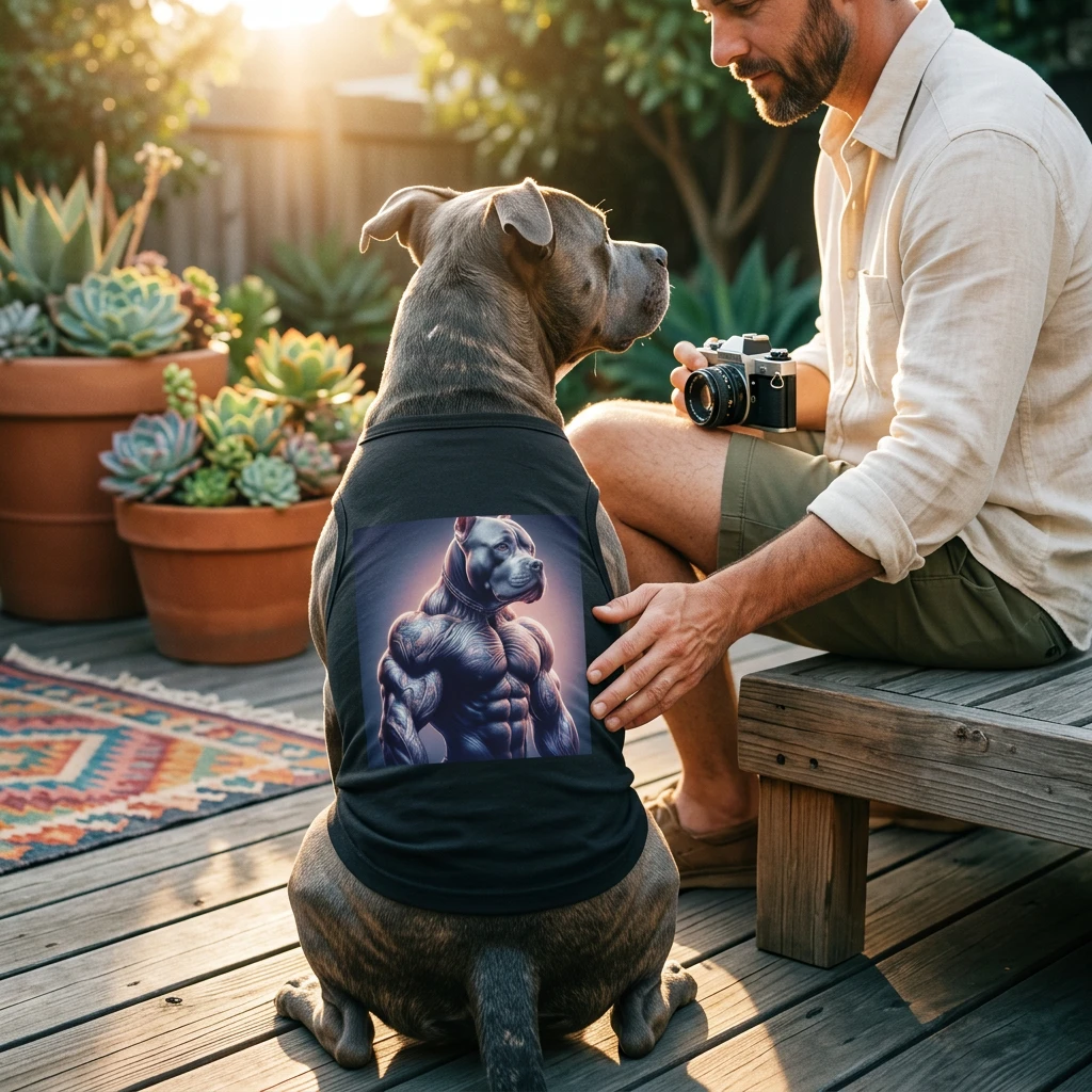 Pet Tank Top Pit Bull big muscles Pets Printify
