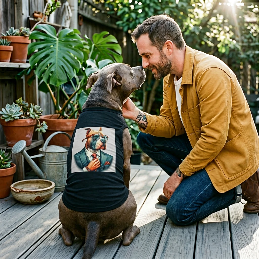 Pet Tank Top Pit Bull working man Pets Printify