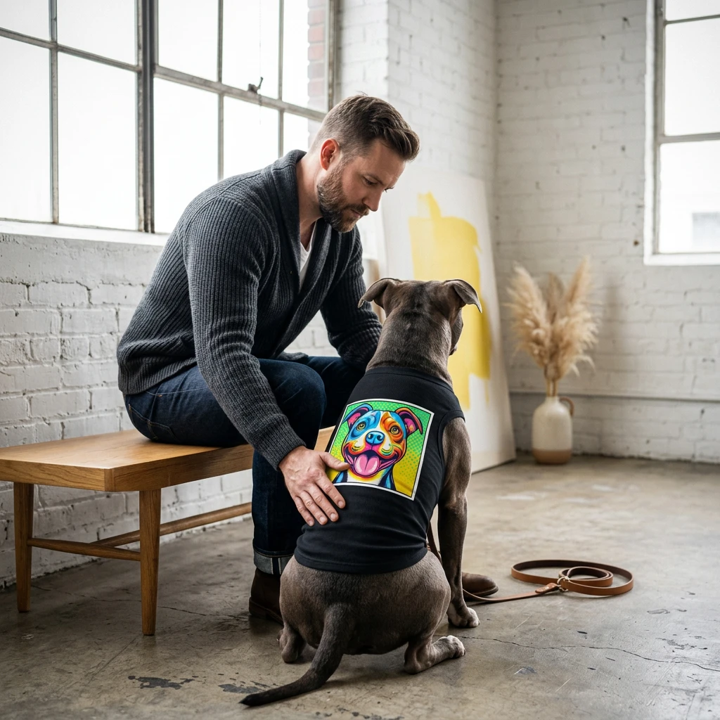 Pet Tank Top Pit Bull comic book cutie Pets Printify