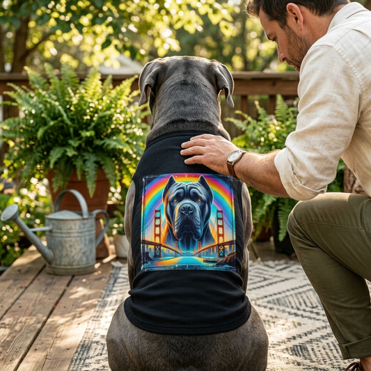Cane Corso Pet Tank Top Double Rainbow Bridge Graphic Dog Shirt For Large Breed Comfort And Style Pets Printify
