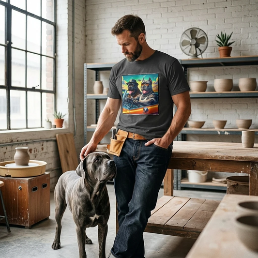 Funny Cane Corso Dogs Cruising In Car T Shirt For Dog Lovers Italian Guardian Breed Apparel T-Shirt Printify