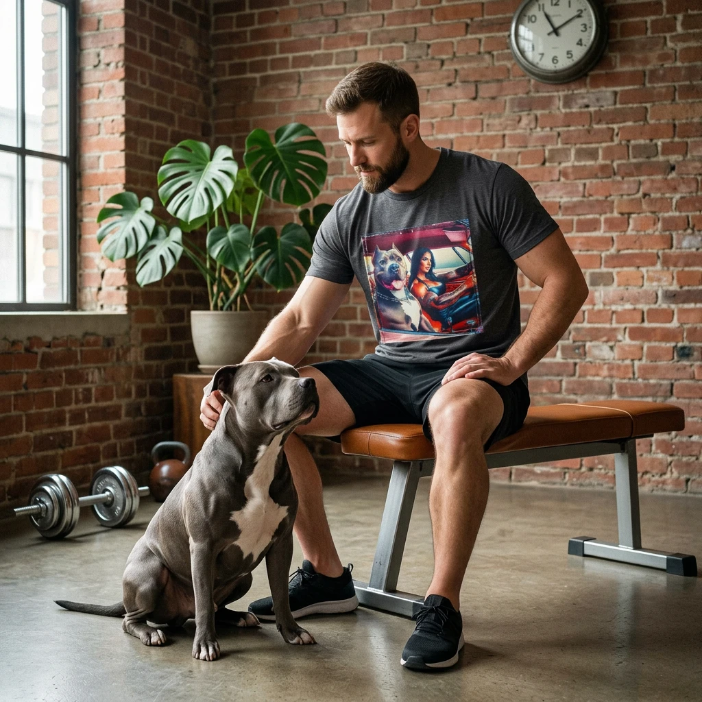 Pit Bull gym girl driving T-Shirt Printify