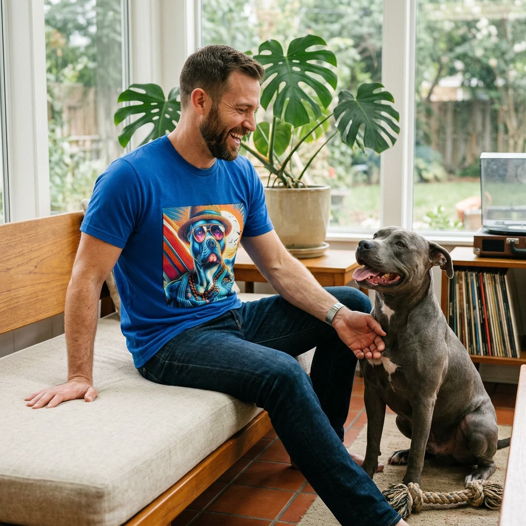 Pit Bull blue surfer shirt T-Shirt Printify