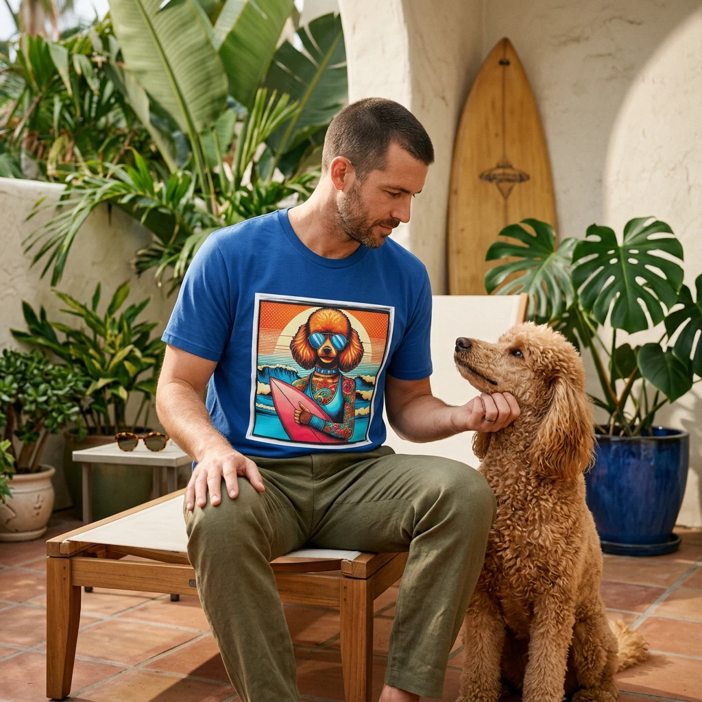 Poodle surfing girl shirt T-Shirt Printify