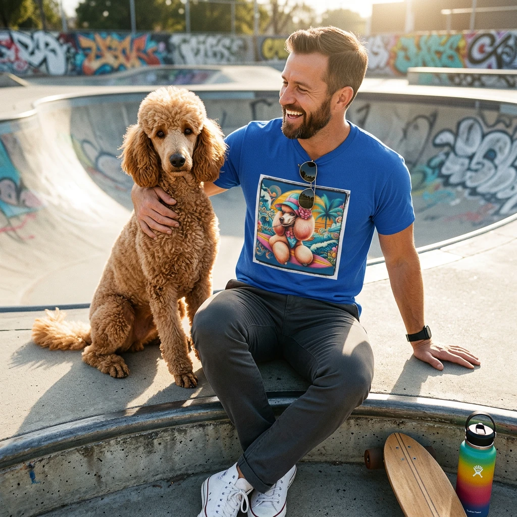 Poodle surfer t shirt T-Shirt Printify