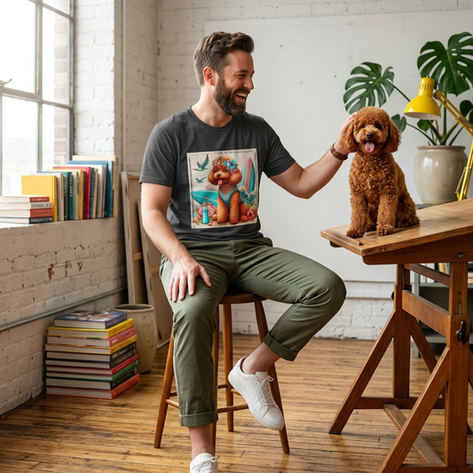 Poodle surfing puppy shirt T-Shirt Printify