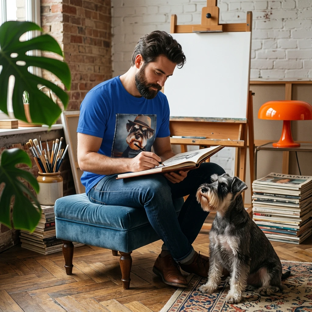 Miniature Schnauzer hat and bow tie shirt T-Shirt Printify