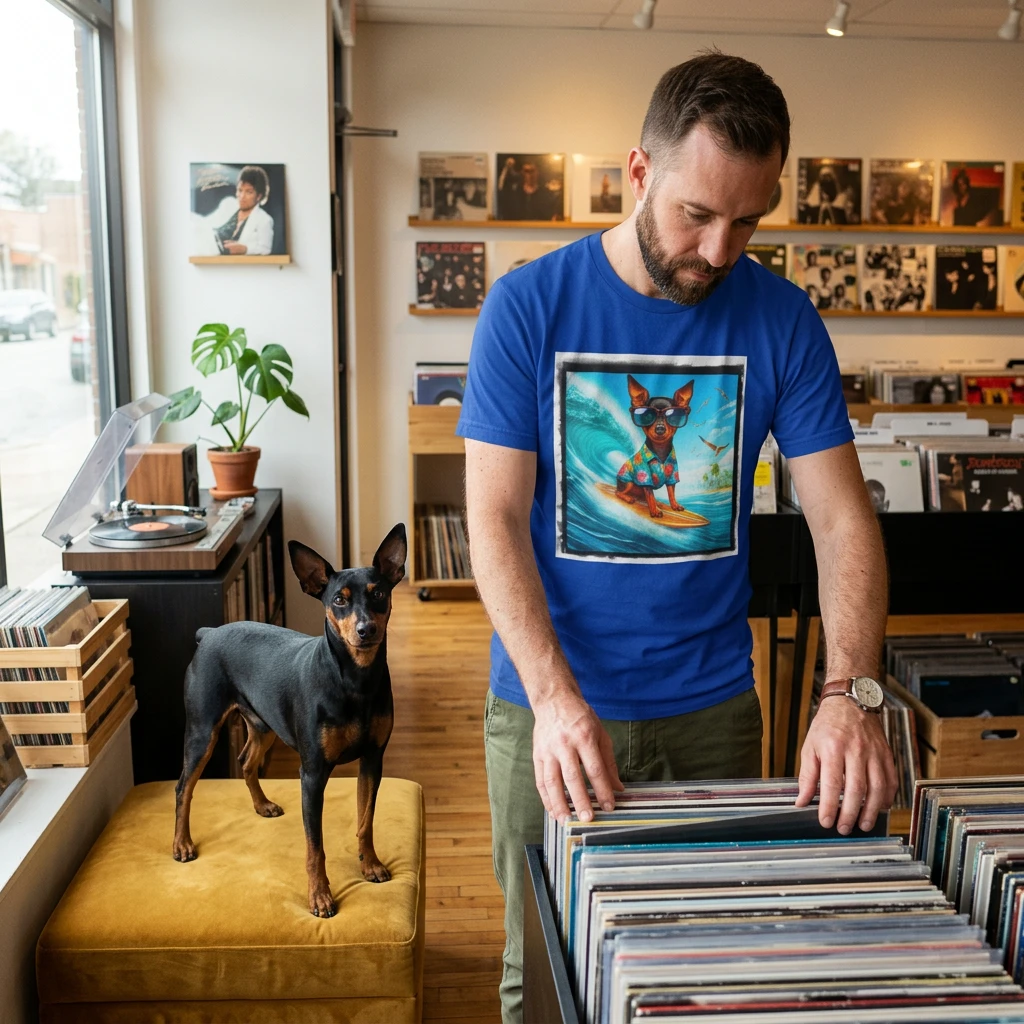 Min Pin T-Shirt blue waves T-Shirt Printify