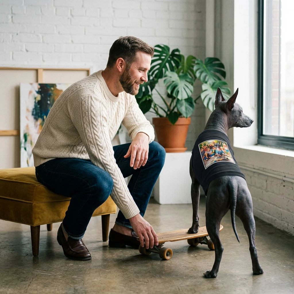 Mexican Hairless skateboarding shirt Pets Printify