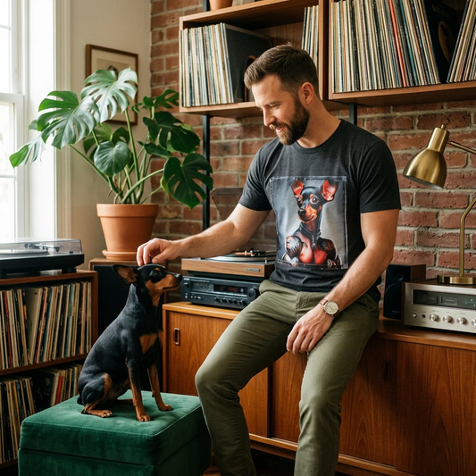 Min Pin T-Shirt muscular arms T-Shirt Printify