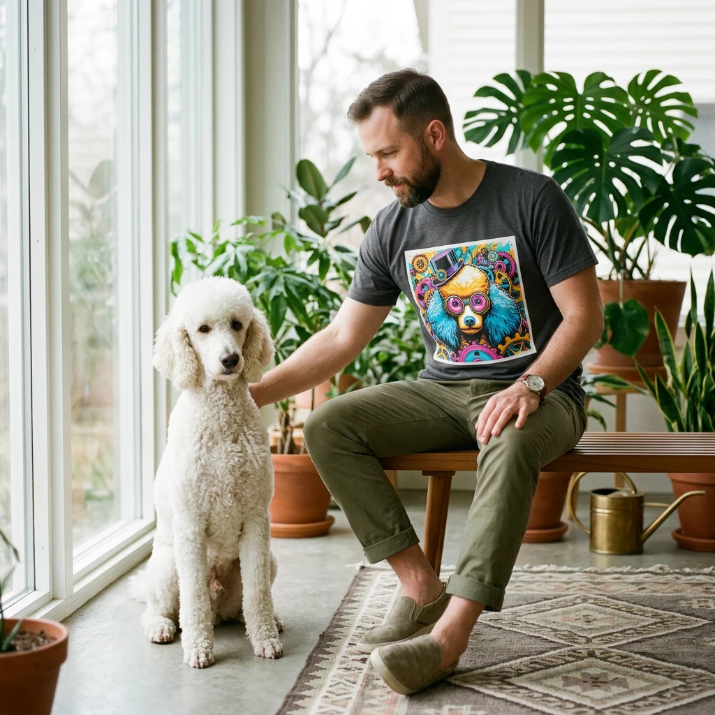 Poodle pink and blue steam punk T-Shirt Printify