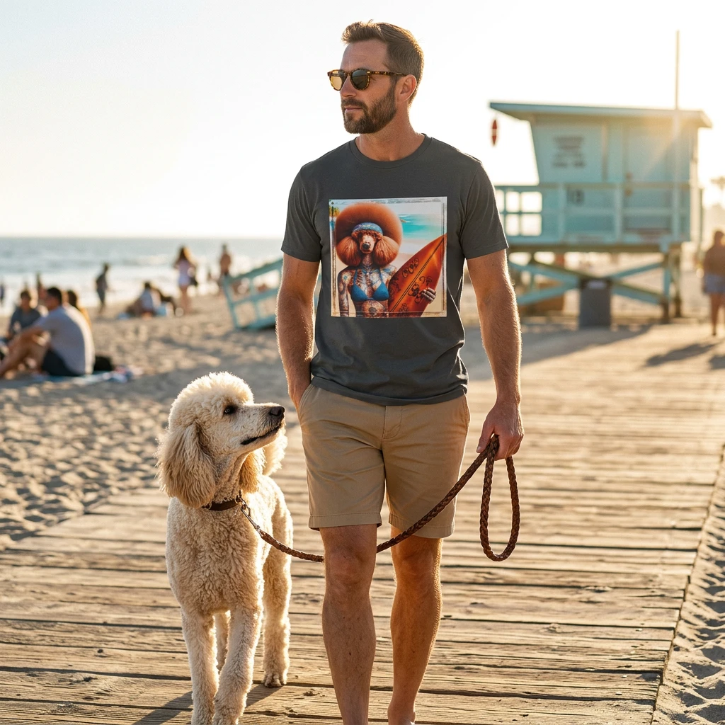 Poodle surfer babe shirt T-Shirt Printify
