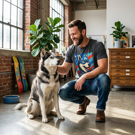 Husky super hero shirt T-Shirt Printify
