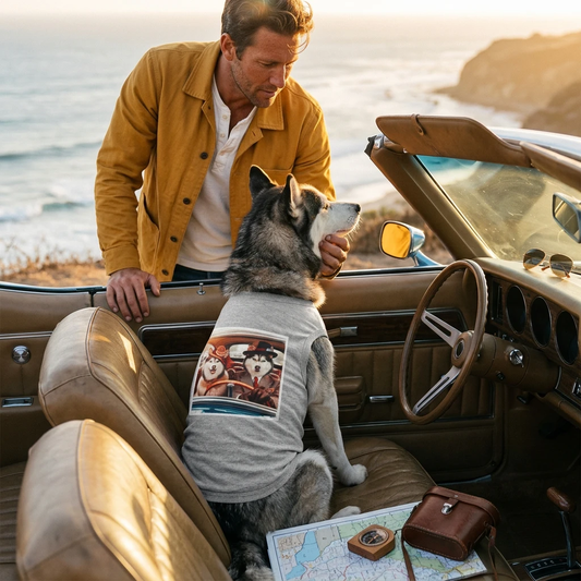 Pet Tank Top Husky couple driving Pets Printify