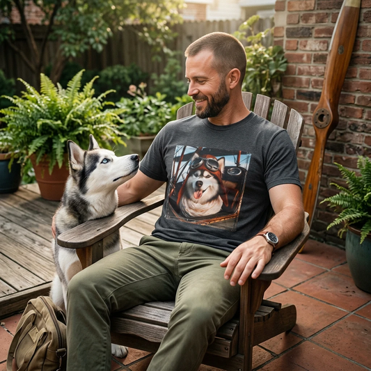 Husky pilot T-Shirt Printify