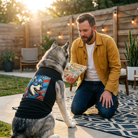 Pet Tank Top Husky superhero Pets Printify