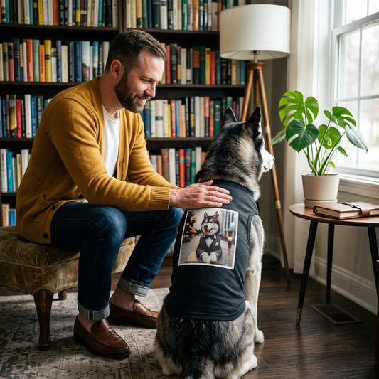 Pet Tank Top Husky suit and tie Pets Printify
