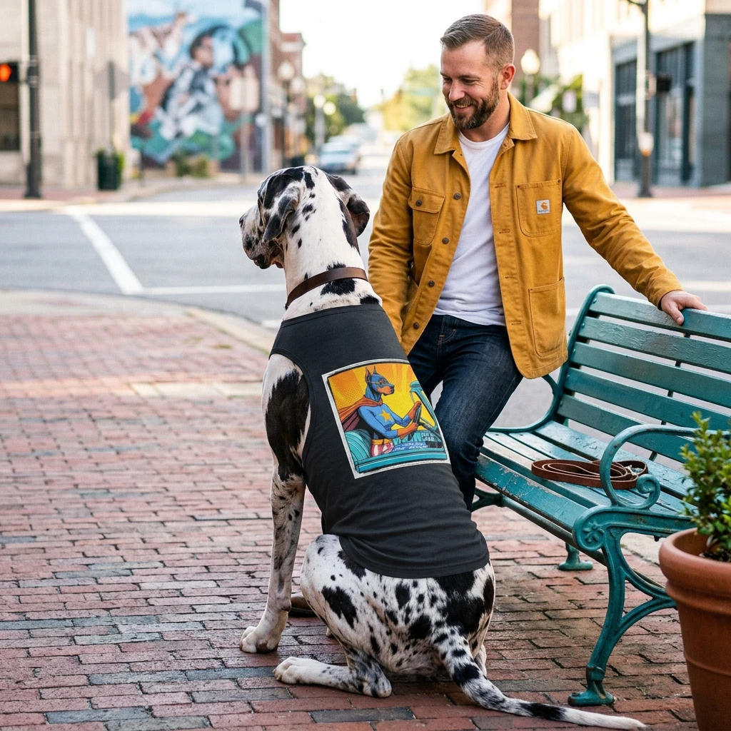 Pet Tank Top Great Dane superhero driving Pets Printify