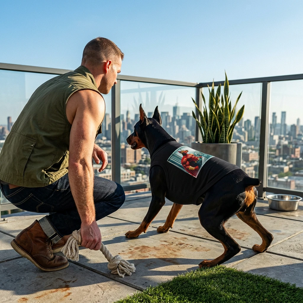 Doberman Superhero Pet Tank Top For Dogs Premium Sleeveless Dog Shirt For Walks And Play Pets Printify