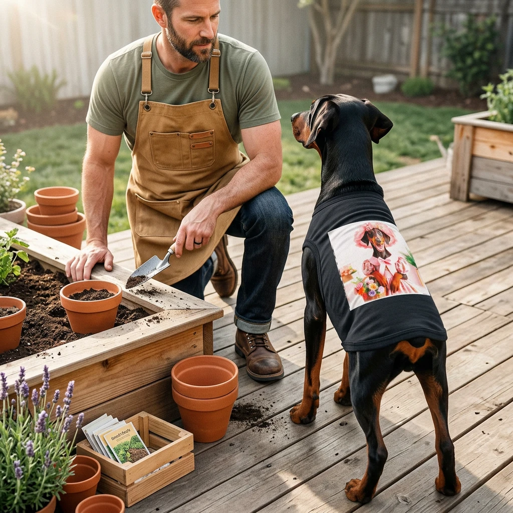 Doberman Pet Tank Top Easter Fun Dog Shirt Cool Comfortable Athletic Fit For Pets Photos Pets Printify