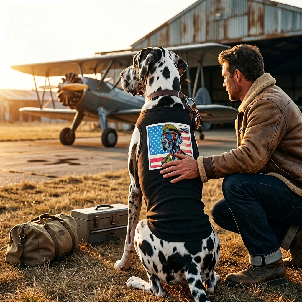 Pet Tank Top Great Dane war pilot Pets Printify