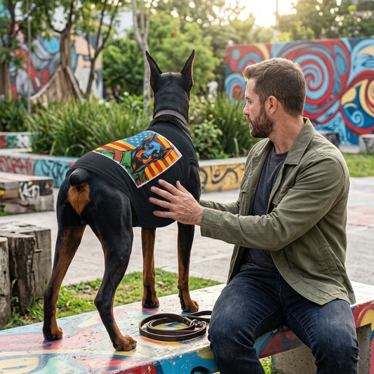 Doberman Pet Tank Top Army Style Breathable Comfort For Active Jogs And Daily Walks Pets Printify