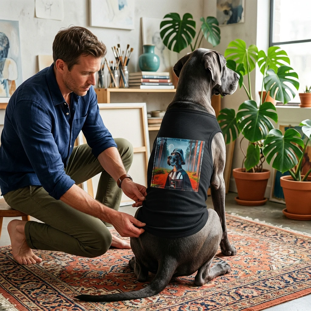 Pet Tank Top Great Dane dark knight Pets Printify