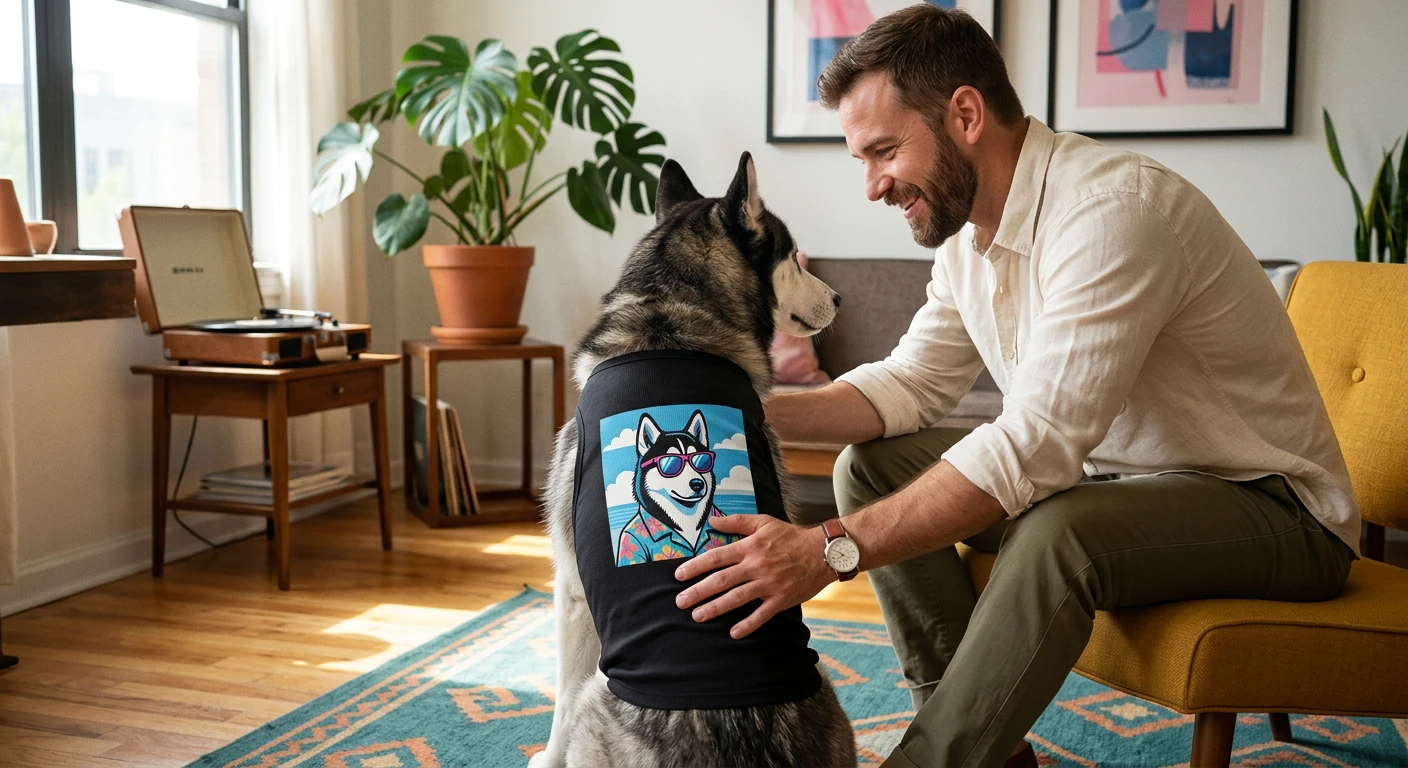 Pet Tank Top Husky cool guy Pets Printify