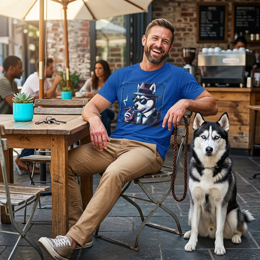 Husky smoking guy T-Shirt Printify