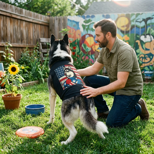 Pet Tank Top Husky super hero Pets Printify