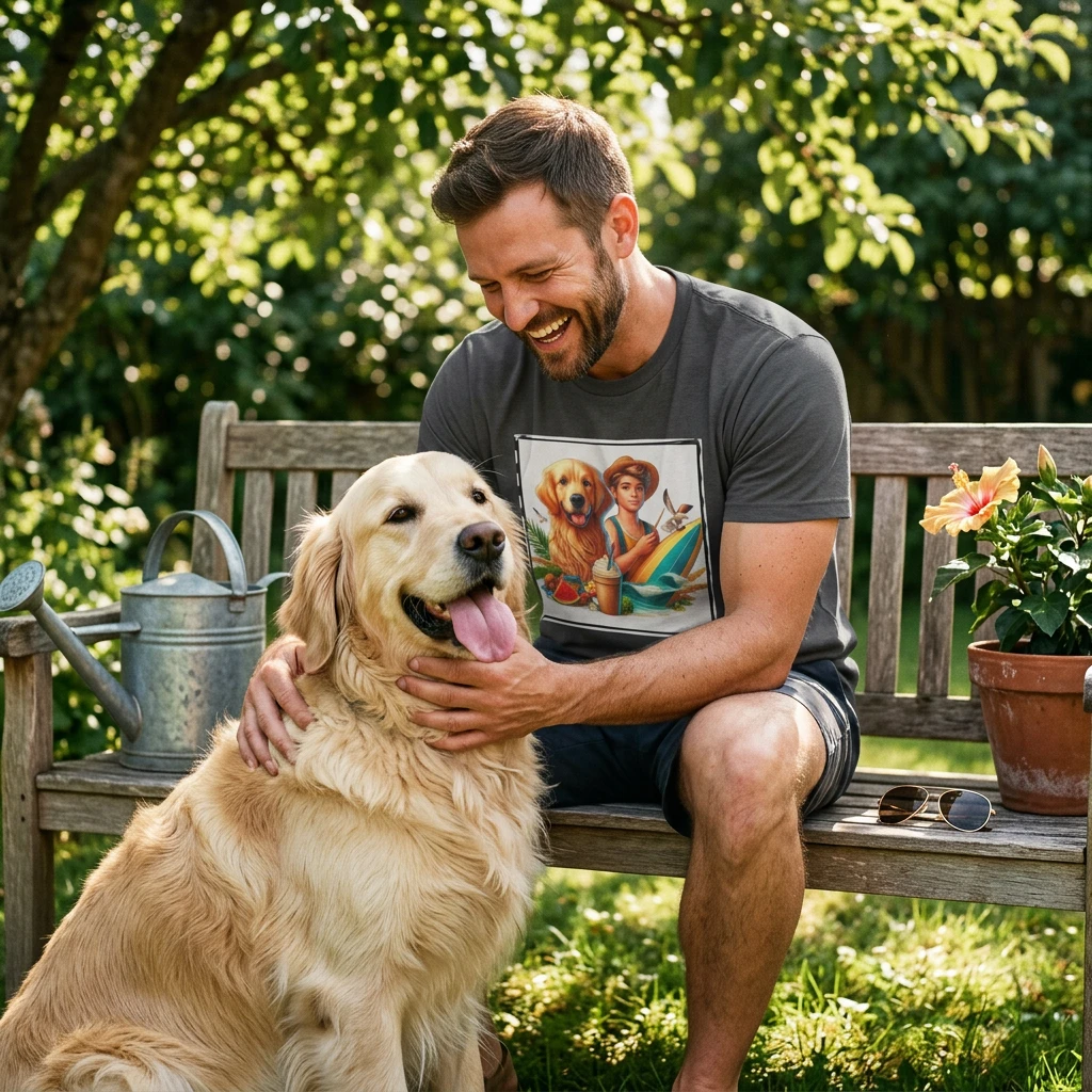 Golden Retriever boy and handsome puppy T-Shirt Printify