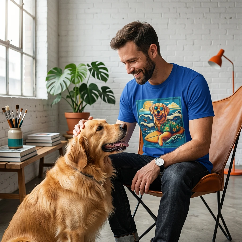 Golden Retriever surfing beauty shirt T-Shirt Printify