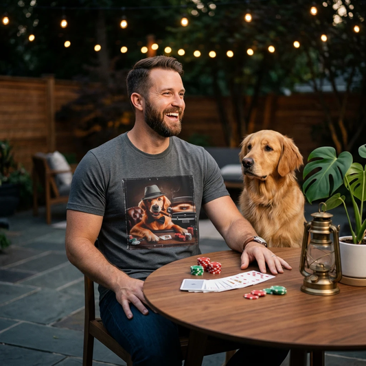 Golden Retriever playing poker shirt T-Shirt Printify