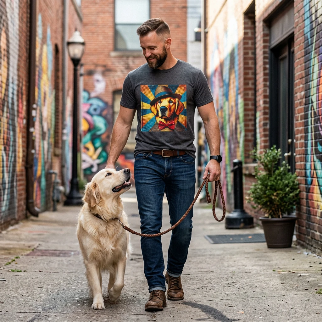 Golden Retriever handsome boy shirt T-Shirt Printify
