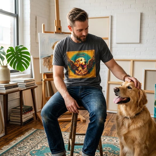 Golden Retriever glowing Angel t shirt T-Shirt Printify