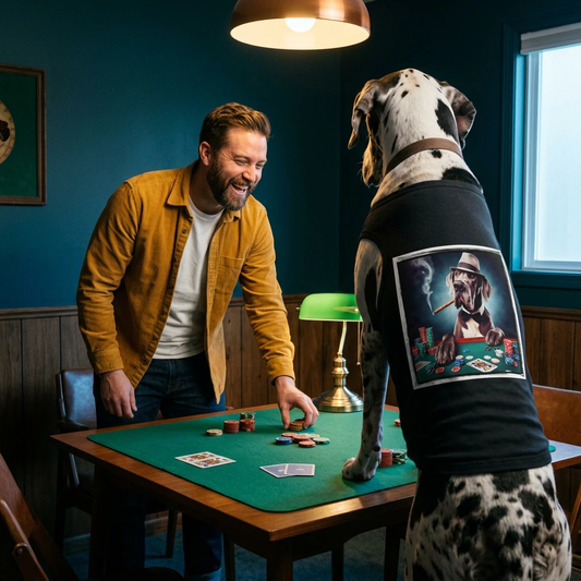 Pet Tank Top Great Dane playing poker Pets Printify
