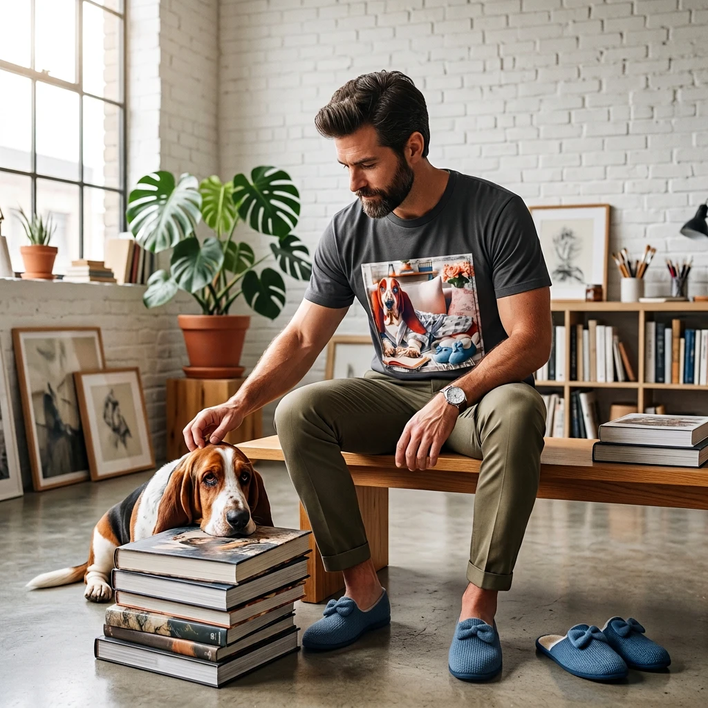 Basset Hound In PJs Reading T Shirt For Dog Lovers Adorable Cozy Pajama Inspired Design Gift T-Shirt Printify
