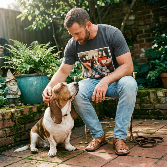 Basset Hound In Bath Robe Sitting On Couch T-Shirt Printify