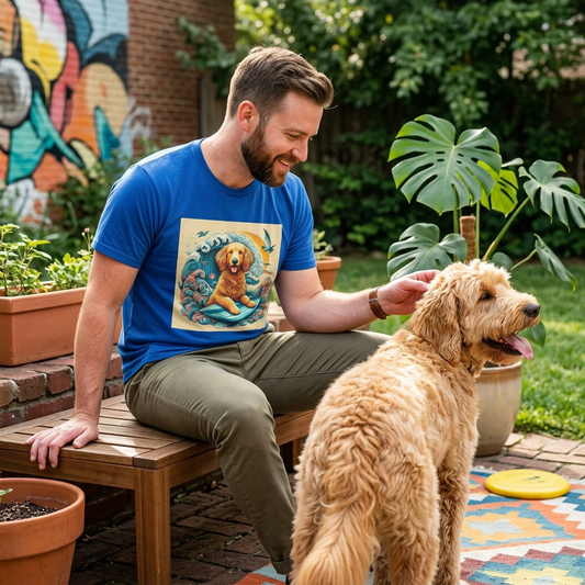 Golden Doodle surfing fun shirt T-Shirt Printify