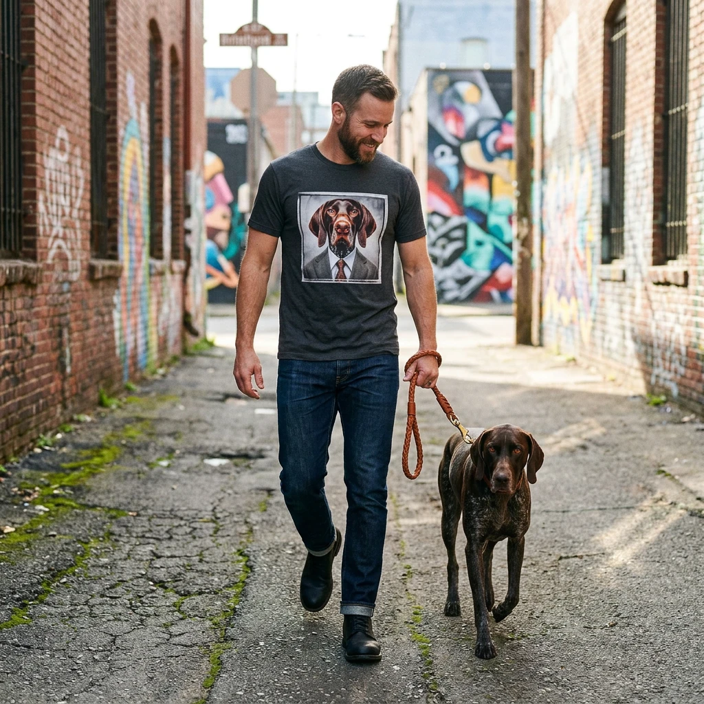 German Shorthaired Pointer Businessman T Shirt Unisex Graphic Canine Inspired Athletic Design T-Shirt Printify