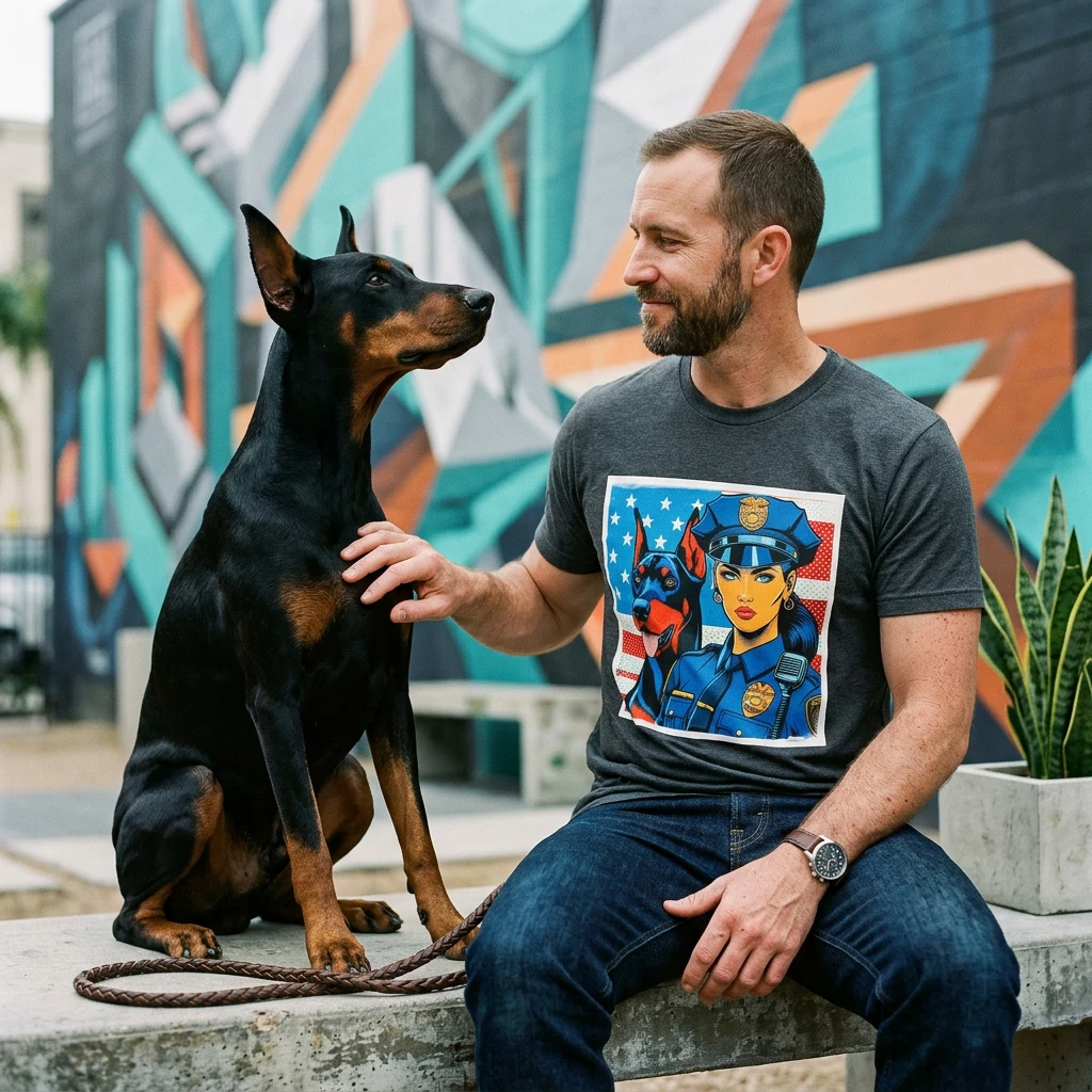 Doberman Sidekick Tee For Dog Lovers Unisex Soft Style T Shirt Casual Comfort Active Wear T-Shirt Printify